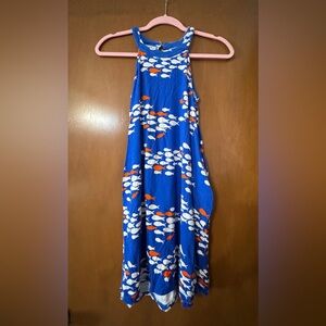 Ava Sky Blue and White Fish Dress